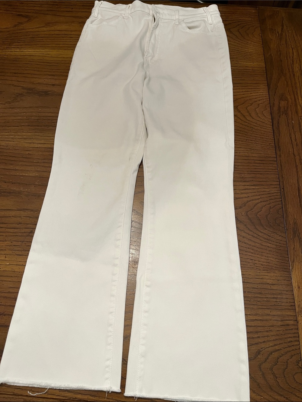 Mother White The Hustler Ankle Fray jeans, size 29
